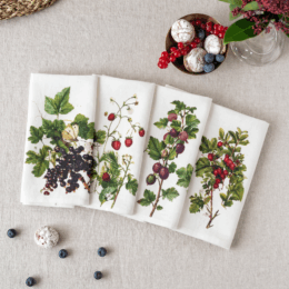 Set of 4 Berries Linen Napkins