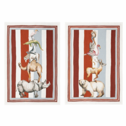 Animal Print 100% Linen Tea Towel Set